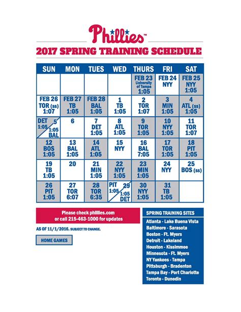 phillies spring training schedule tickets